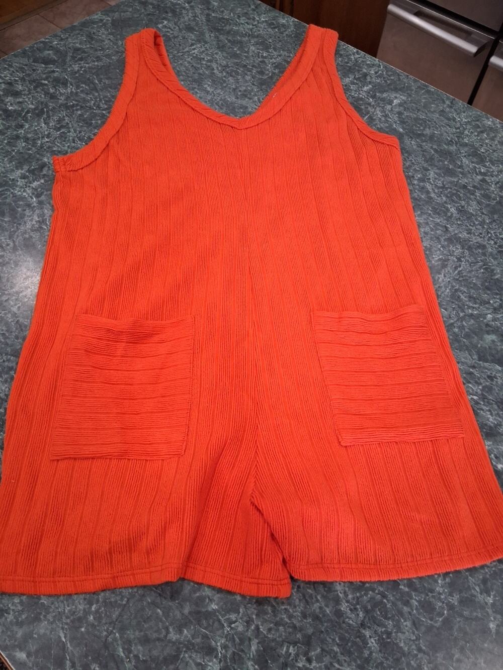 Bucket List Womens Sz L Orange Romper Boho Indie Oversized Relaxed Pockets NWT